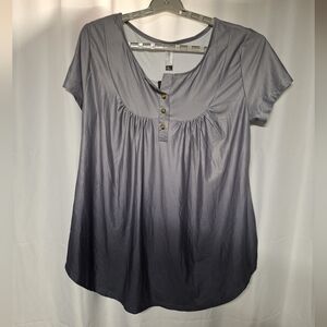 Chic Gray Women's Blouse with Button Detail